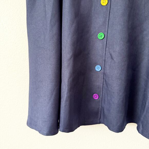 MODCLOTH | Navy Blue Circle Skirt A-Line Rainbow Buttons Plus Size | Size 1X - Picture 4 of 9
